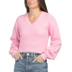 LE LIS Pink V-neck Sweater Top